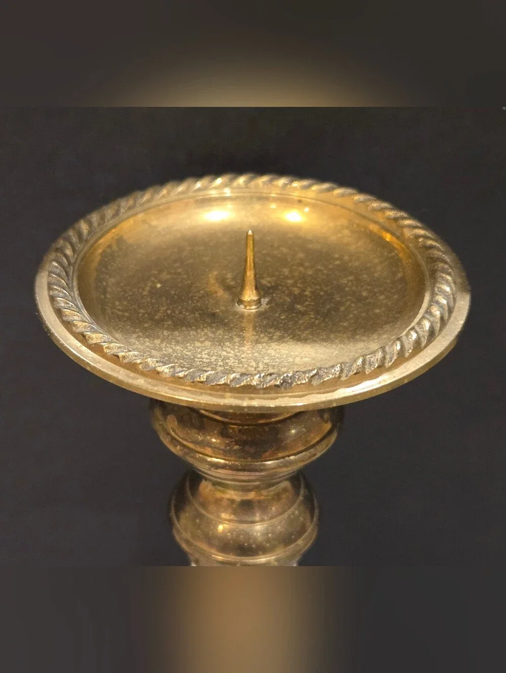 Brass and Clear Lucite Tall Candlestick Holder